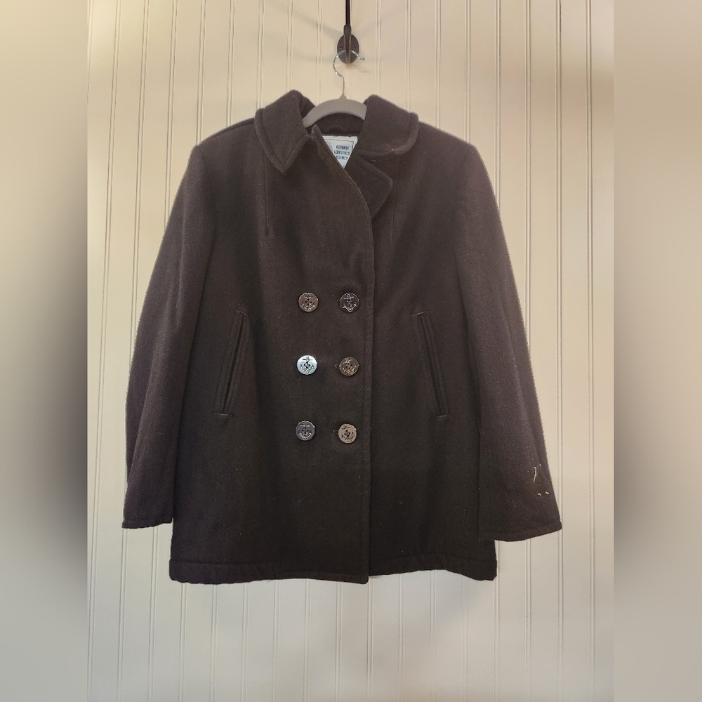 NEW Defense Logistics Agency Women's Black 100% Wool Pea Coat Size 12R ThickWarm